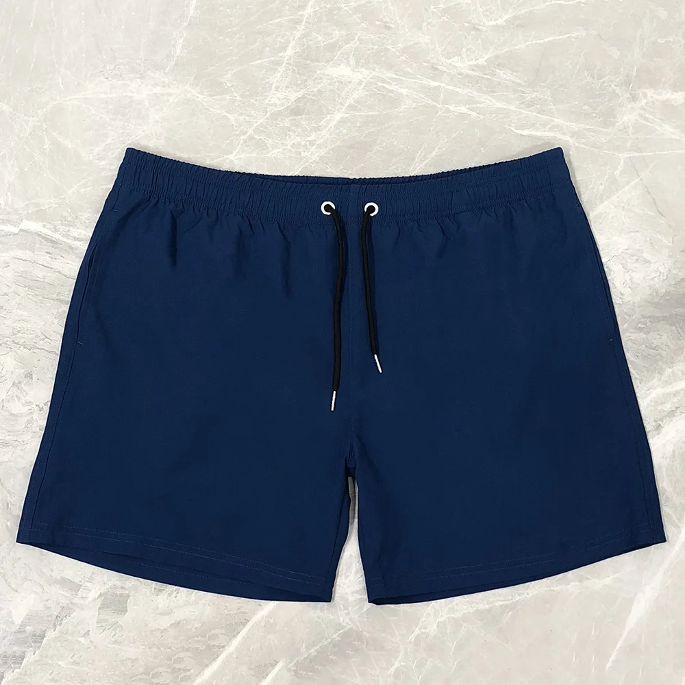 Men's Surf Short Pants Elastic Quick-drying Beach Pants Leisure Solid Color White Black Summer Sport Swimming Drift Wear