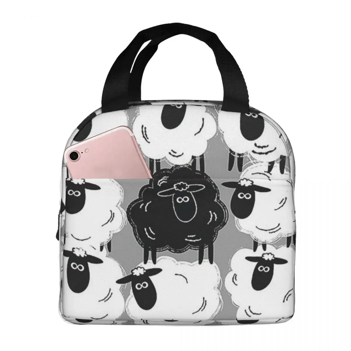 

Черная овечка № 1-сумки для ланча из овечьей кожи, изолированная коробка для бенто, Портативная сумка для ланча, герметичные сумки для пикника, Термосумка