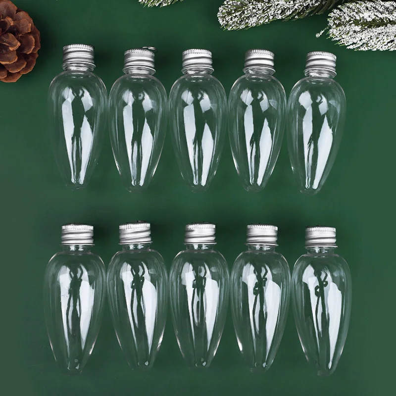 12/24Pcs Christmas Clear Plastic Bulb Shape Ornament Fillable Light Bulb Xmas Tree Ball Hanging Pendant DIY Gift Home Decoration