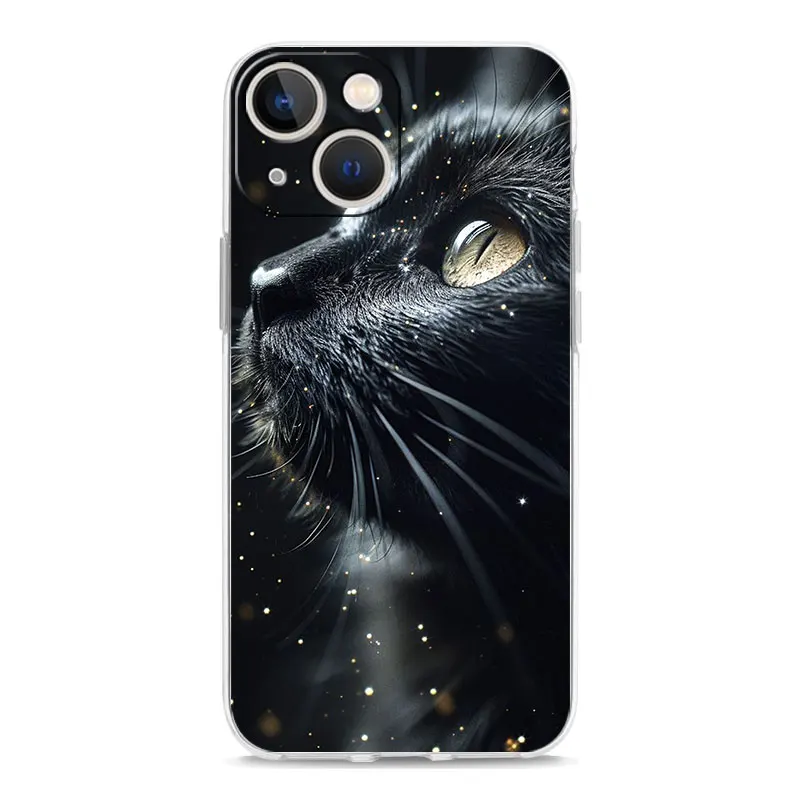 Enhance your device with the Black Cat Shockproof Silicone Phone Case - Soft, Stylish, and Durable Cover