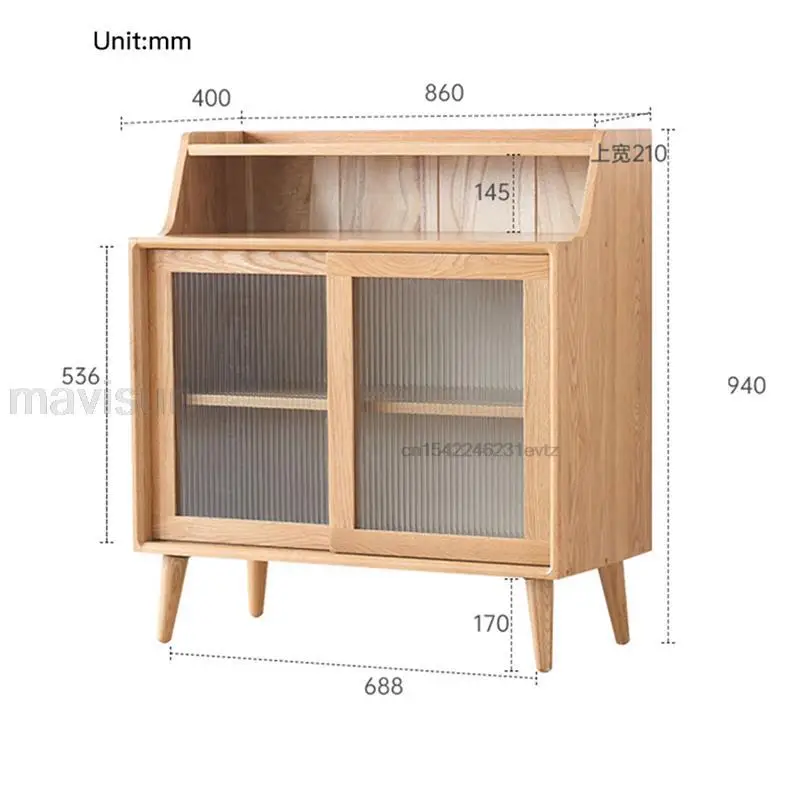 Entrance Hall Furniture Tempered Glass Sliding Door Display Case Dining Room Console Cabinet Modern Solid Wood Buffet Sideboard