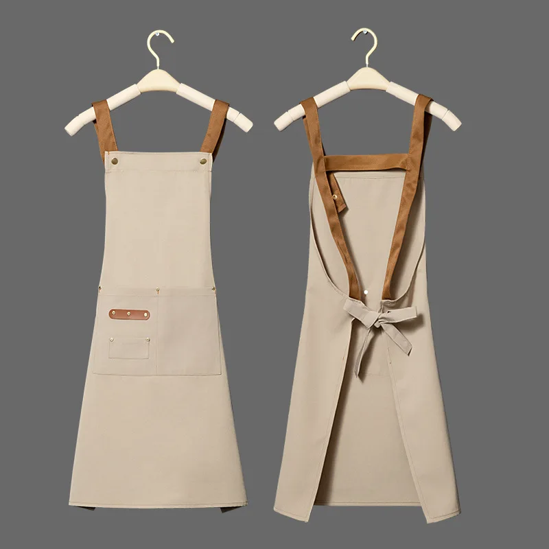 

Customized Personality Logo Signature Men's and Women's Kitchen Aprons Home Chef Baking Clothes with Pockets Adult Bib Waist Bag