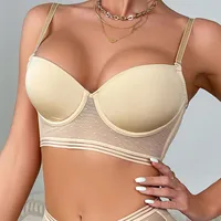 Sexy push-up bra plus size big chest bra with underwire lace underwear backless u bra solid T-Shirt bra summer 6