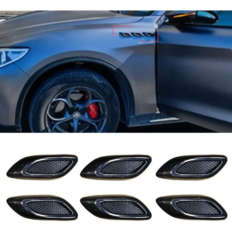 Car Fender Trim Decorative Intake Universal Auto Air Flow Bumper Side Vent Decal 2/6pcs