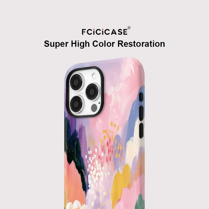 Fcicicase Colorful Painting Phone Case For iPhone 17 16 15 Pro Max 14 Plus 13 12 11 Acrylic Magnetic Matte For Magsafe Cover 4