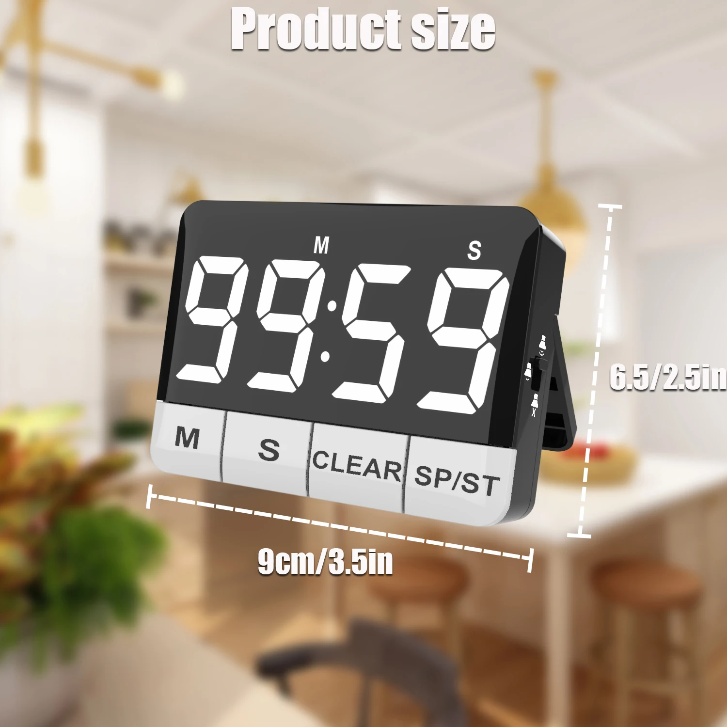Digital LED Countdown Kitchen Timer with Magnetic Backing
