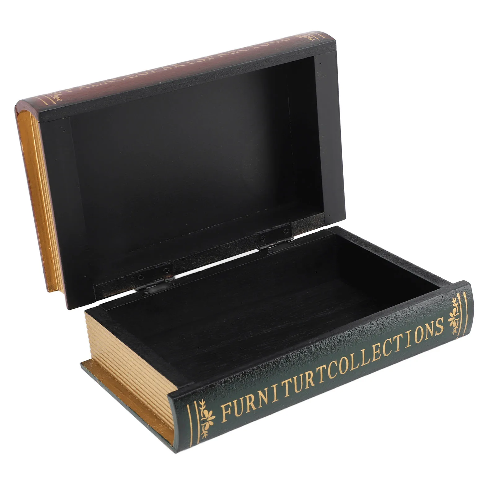Boîte à Bijoux Cachée – Faux Livre Marron Et Or – Style Art Déco – Aimant – Chine 1987