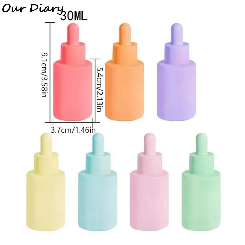 

New 1pc 30ml Macaron Color Dropper Bottle Colored Glass Essential Oil Bottle Essence Liquid Sub-bottling
