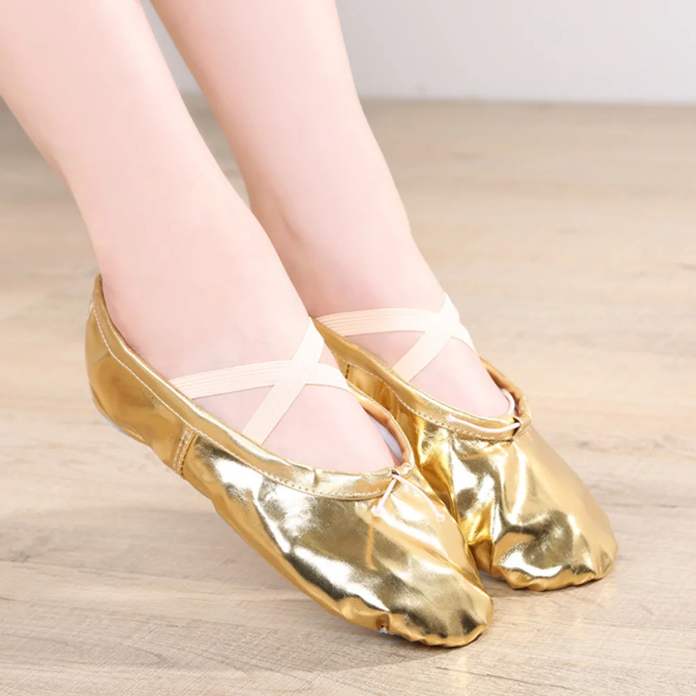 Description Picture 3 of itemShining Girls Ballet Shoes Soft Sole Ballet Dance Slippers Girls Ladies Ballerina Ballet Shoes Women Gymnastics Dance Shoes