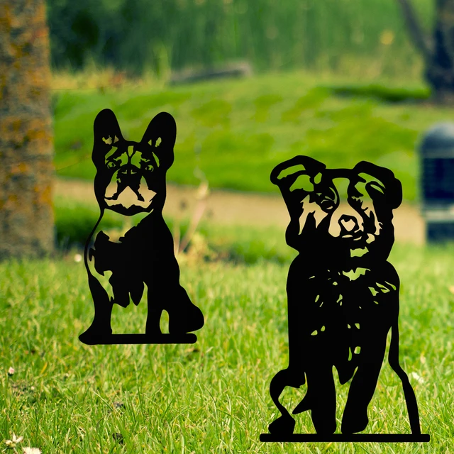 1 Pc Kültéri Dekorák Kerti Dekoráció Állati Fém Fekete Dekoratív Tét Francia Bulldog - Image 6