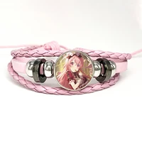 Project SEKAI Anime Momoi Airi MORE MORE JUMP! Pink Leather Bracelet Glass Cabochon Button Multilayer Bangles Wristband Gift 2