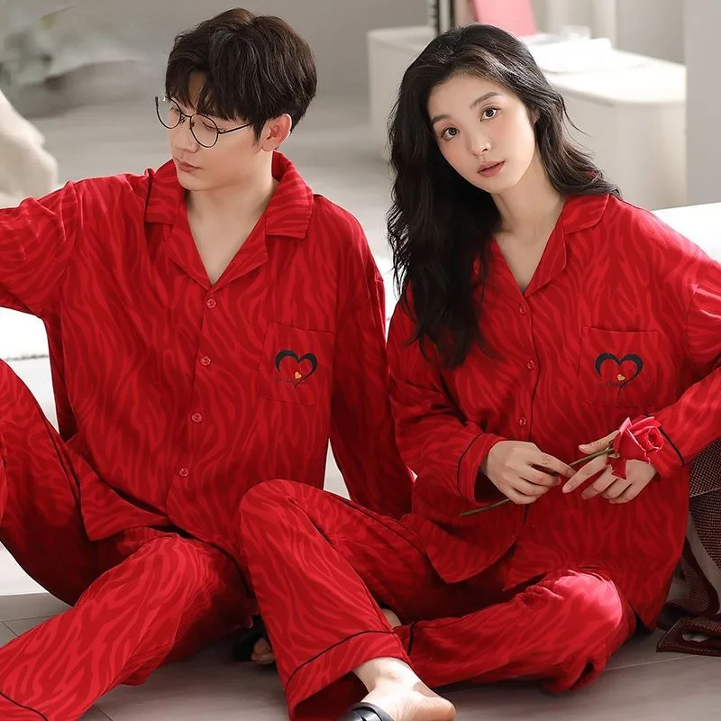 2024 New Couple Pajamas Spring Autumn Cotton Long Sleeves Sleepwear Men Women Sleepwear Plus Size V-neck Loose Loungewear Set