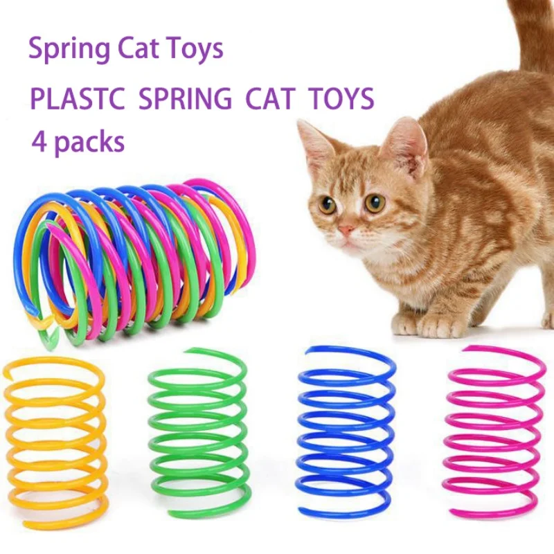 4pcs Kitten Cat Toys Wide Durable Heavy Gauge Cat Spring Toy Colorful ...