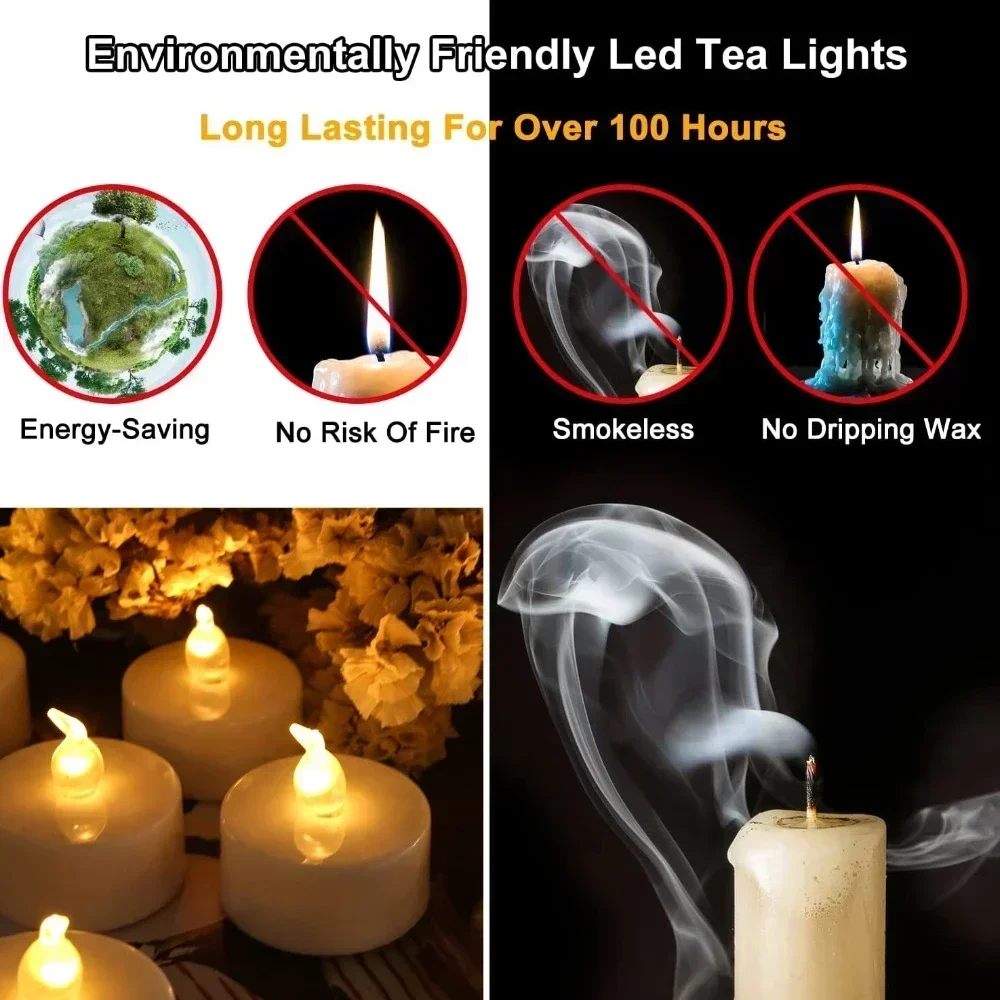 Tea Light Candles Battery Operated With Remote Control 12/24Pack Flameless Flickering LED Realistic and Bright Electric