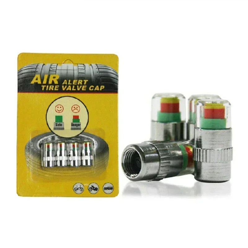 4/2 PCS Car Tire Pressure Monitor Valve 2.4Bar 36PSI Tire Pressure Indicator 3 Color Eye Alert Tire Pressure Monitor Valve Caps