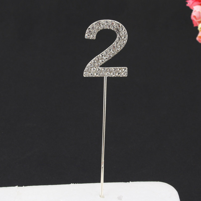 Topper Happy Birthday Party Glitter Alloy Rhinestone 1-9 Number Baby Shower Birthday 1 Year Birthday Digital Diy Cake Decor