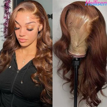 Body Wave 13x6 HD Transparent Lace Frontal Wig 36 Inch 220% Density #4 Chocolate Brown Real Brazilian Human Hair Wigs For Women 1
