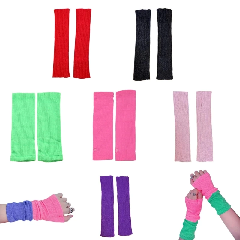 

Long Fingerless Gloves for Women Winter Warm Stretchy Arm Warmer Knit Mittens with Thumbhole for Writing Texting 10CF