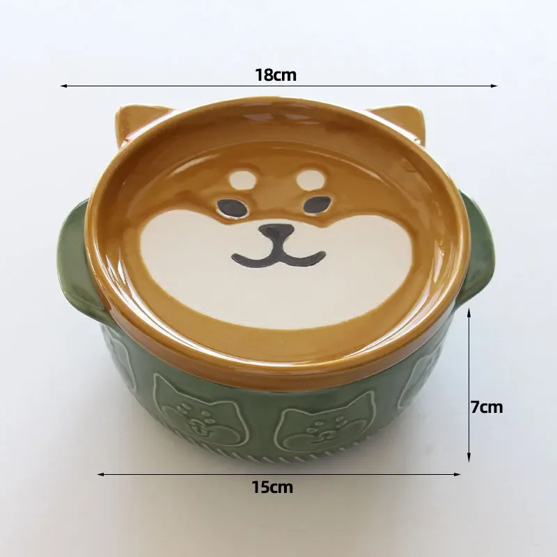 

Ceramic Cartoon Japanese Cat Dog Noodle Bowls with Lids Cute Animal Soup Salad Fruit Bowl Box Decorative Tableware Kitchen Decor