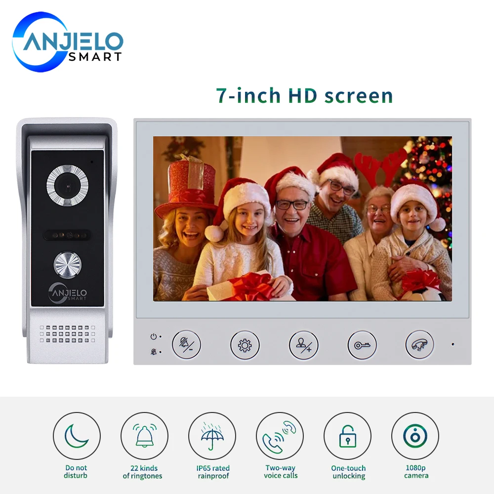 

Anjielosmart 1200TVL HD Wired Video Intercom Interfone Com Camera IR Night Vision Wide Angle Video Doorbell Camera for Home