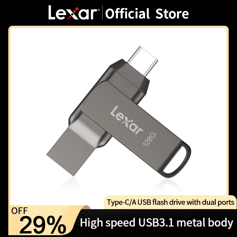 Lexar D400 USB 3.1 Type C Dual Port Flash Drives 130MB/s Metal Flash