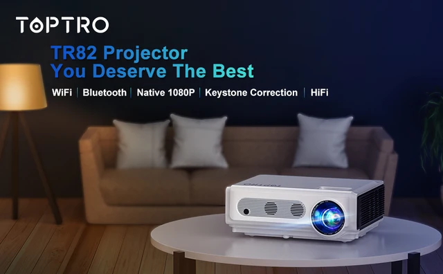 TOPTRO-Projecteur natif avec Wi-Fi, budgétaire de cinéma maison, prise en  charge 4K, iOS, Android, TV Stick, TR82, 4K, 7500L, 1080P - AliExpress