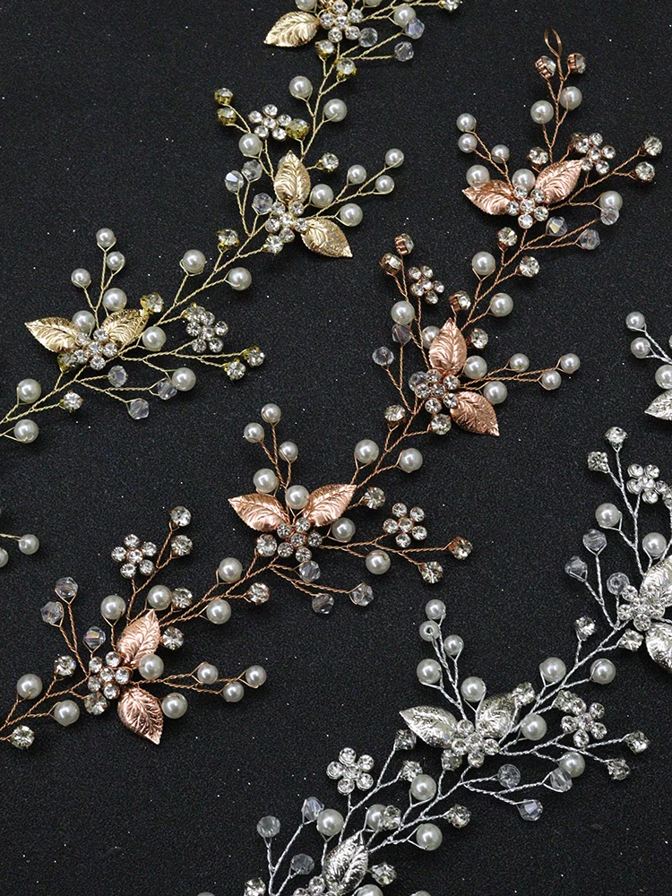 Rose gold Leaves Headbands Floral Hair Vine Women Hairband Tiaras Wedding Party Hair Decoration Bridal Accessories