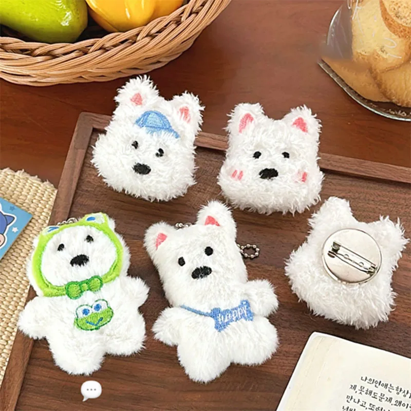 2Pcs/set Cute Cartoon Plush Dogs Brooch For Girl Clothes Badge Pins Backpacks Pendant Decoration Accessories Keychains Gifts