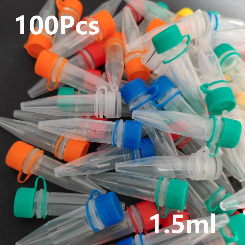 테스트용튜브 실험실용 투명 플라스틱 테스트 튜브원심분리기 42x11mm 바이알 스냅 캡 100개 1.5ml 9 실험용 플라스틱 크라이오튜브 실험실 테스트 튜브, 스크류 캡이 있는 원심분리기 컬러 튜브, PP 1.5ml, 100 개