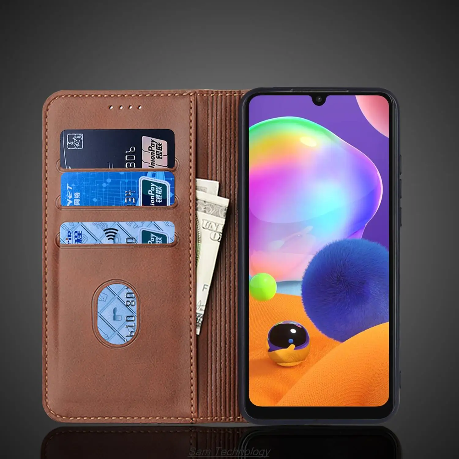 Premium Magnetic Leather Wallet Flip Phone Case & Holster