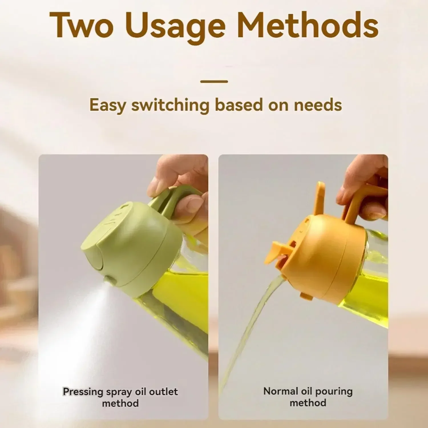 Description Picture 5 of itemGlass Oil Bottle 2in1 Oil Spray Oil Polisher Kitchen Cooking Oils Dispenser Seasoning Container Cruet for Camping BBQ Baking