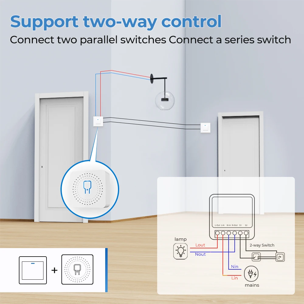 Smart switch module Tuya ZigBee WiFi Smart Switch Module with Power Monitor Smart Home 2-Way Control 16A Mini Breaker Voice for Alexa Google Alice