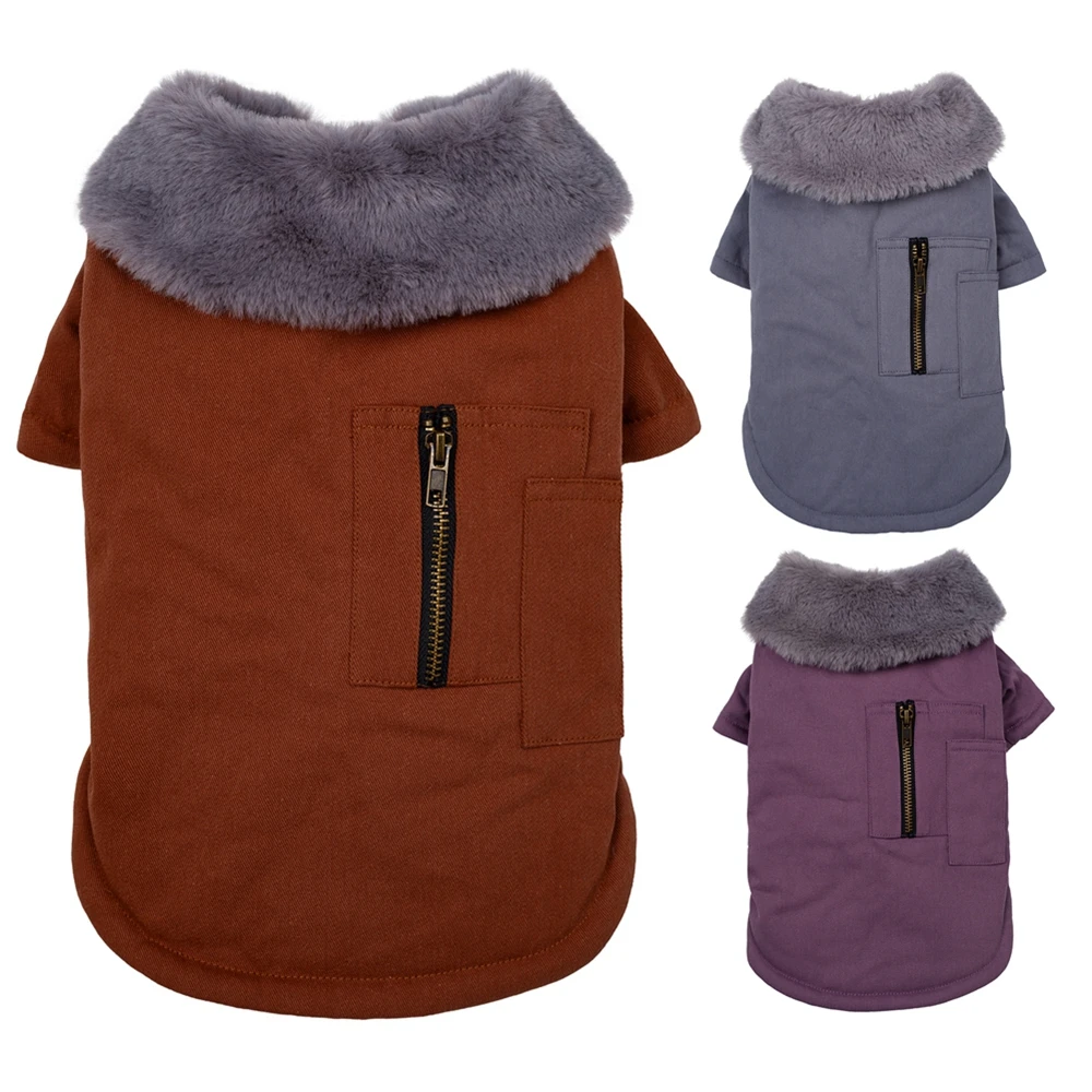 Autumn Winter Pet Dog Windproof Warm Coat Cotton Hooded Jacket For Small Medium Dogs Cat Pet