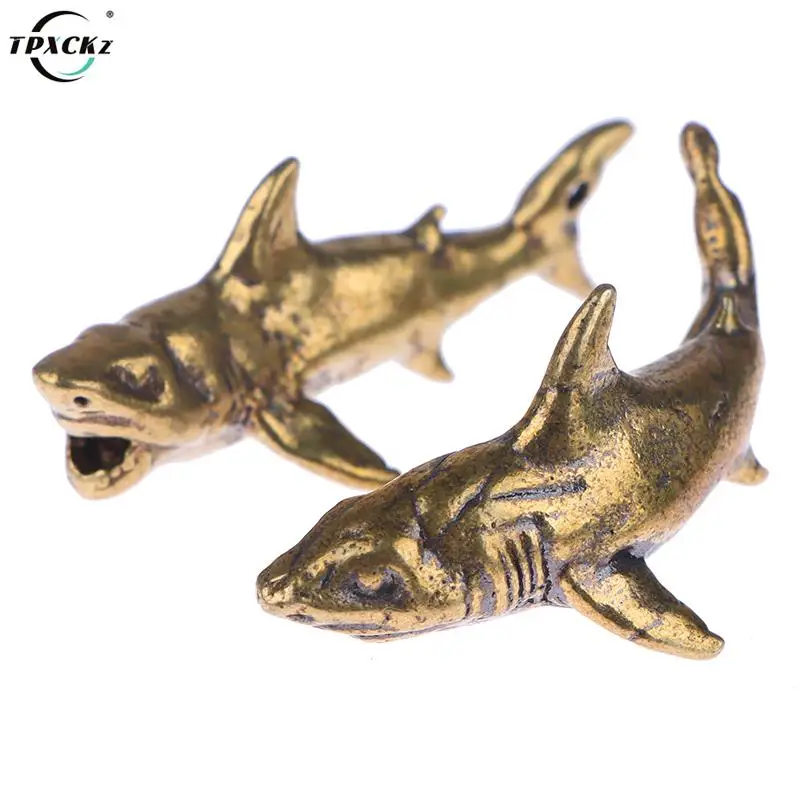 

Vintage Brass Shark Animal Figurines Miniatures Desktop Ornament Home Decoration Crafts Keychain Pendant Jewelry Gift