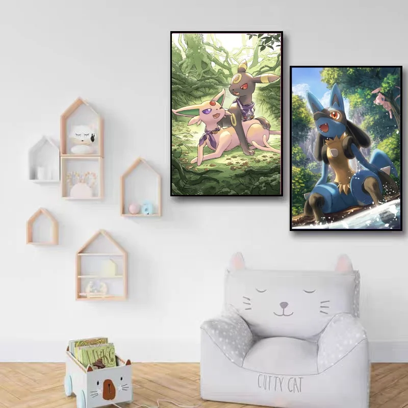 

Картина на холсте с изображением покемона и люкарио из аниме, декоративные подвесные картины, современный декор для гостиной