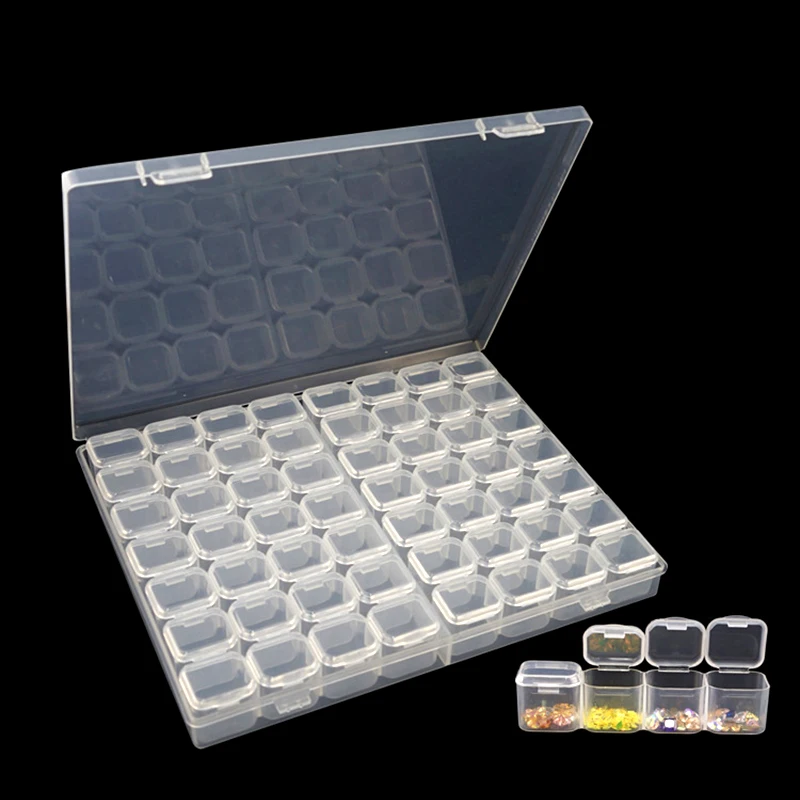 56 Slots Plastic Storage Box Diamond Painting Kits Nail Art Rhinestone  Tools Beads Storage Boxes Case Organizer Holder Sale