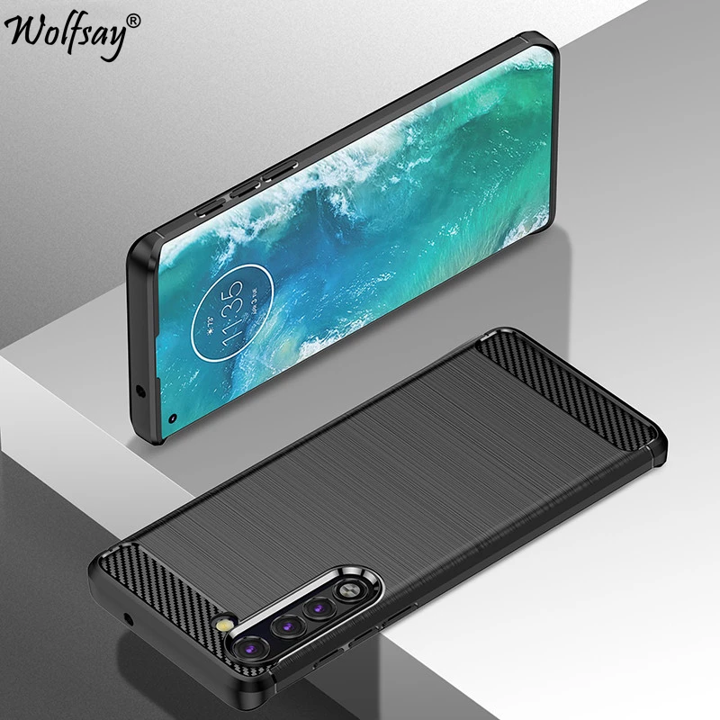 Motorola Edge Carbon Fiber Silicone Bumper Cover - Sleek Rubber Protection