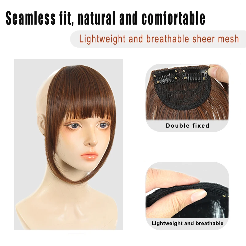 LUPU [Clip on hair bangs] Women's Clip on Headband With Sideburns - Looks Like a Curved Artificial Edge, Suitable for Daily Wear