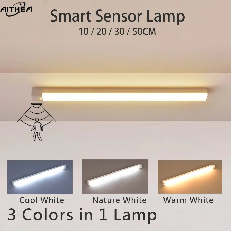 AITHEA LED Motion Sensor Light Wireless USB Rechargeable Night Light Portable Induction Lamp for Cabinet Wardrobe Staircase 1