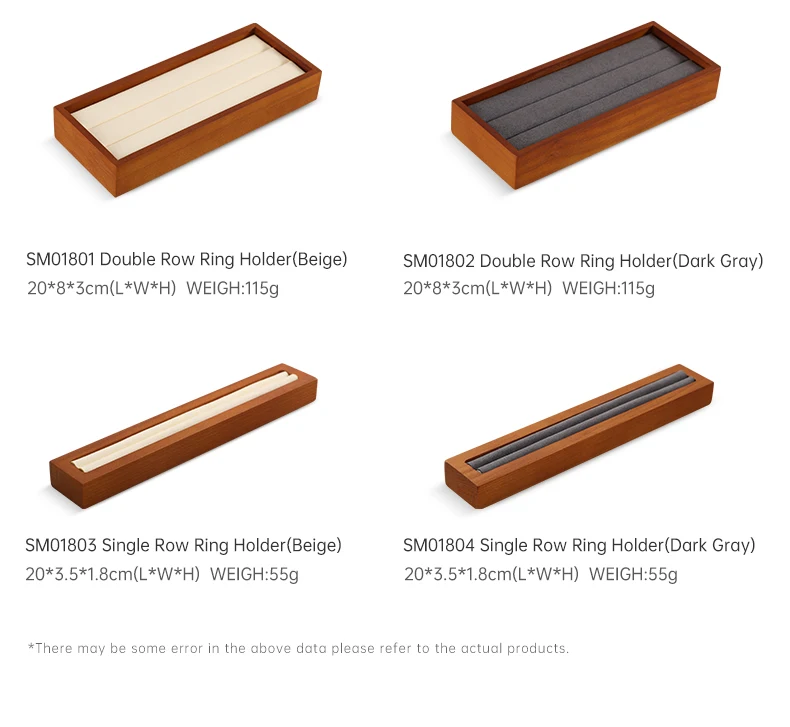 Ring Display Tray Wooden Ring Storage Stand with Microfiber Organizer | Jewelry Display... - SKU RDT00855 - UGI Packaging