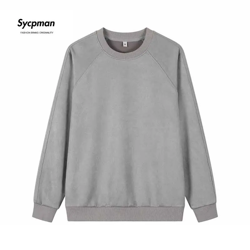 

Sycpman 280 Grams Suede Raglan Sweater Autumn and Winter Loose O-Neck Sweatshirt Couple Casual Pullover Streetwear Clothing
