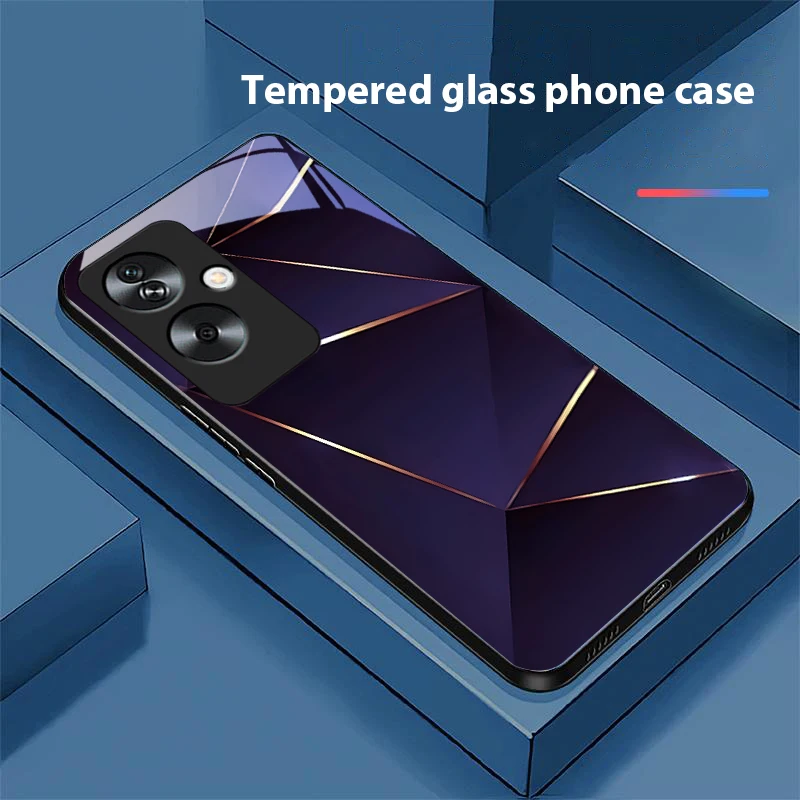 Geometric Prism Tempered Glass Black Phone Case