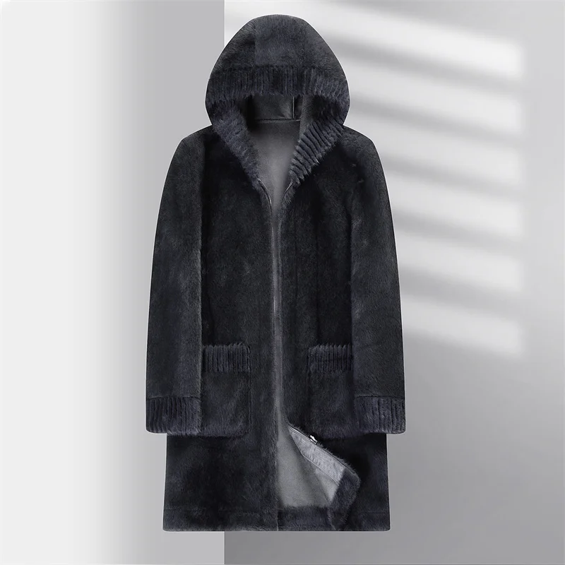 Casual Slim Solid Woolen Coat High Qualit winter jacket men fashion Woolen Coat Men's Casual Wool hooded trench coat Men Jacket - Image 5