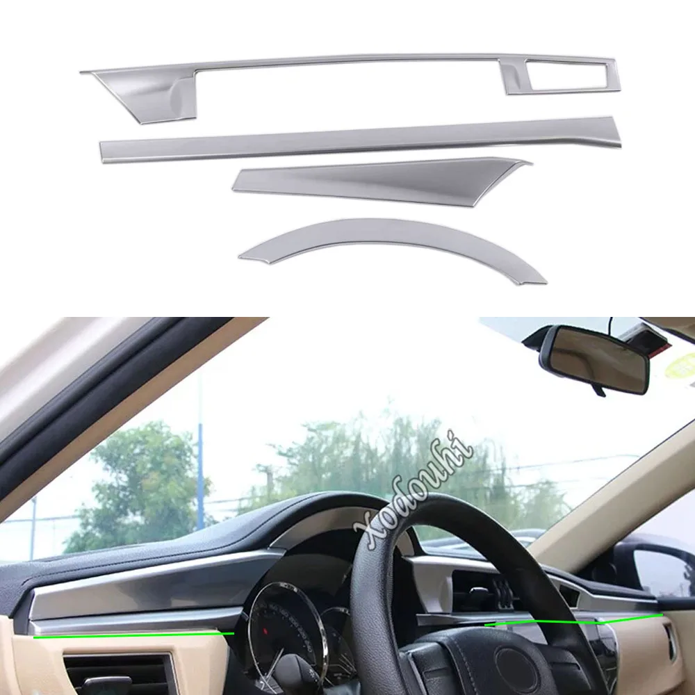 

For Toyota Corolla Altis 2014 2015 2016 Car Cover Stick ABS Matte Armrest Storage Glove Box Front Trim Lamp Meter Panel 4pcs