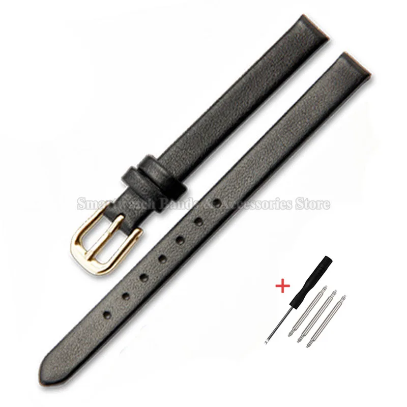 Elegant Ultra-Thin Leather Watch Strap - Soft Wrist Band with Pin Clasp