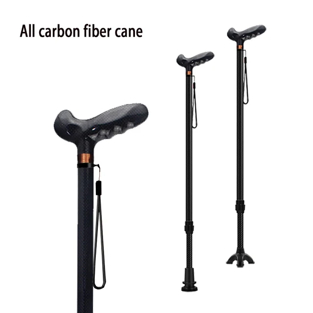 Ultra-light Retractable Carbon Hiking Booster Walking Anti-Slip Breaking Four-Legged Stable Armrest Stick Column Stick Device