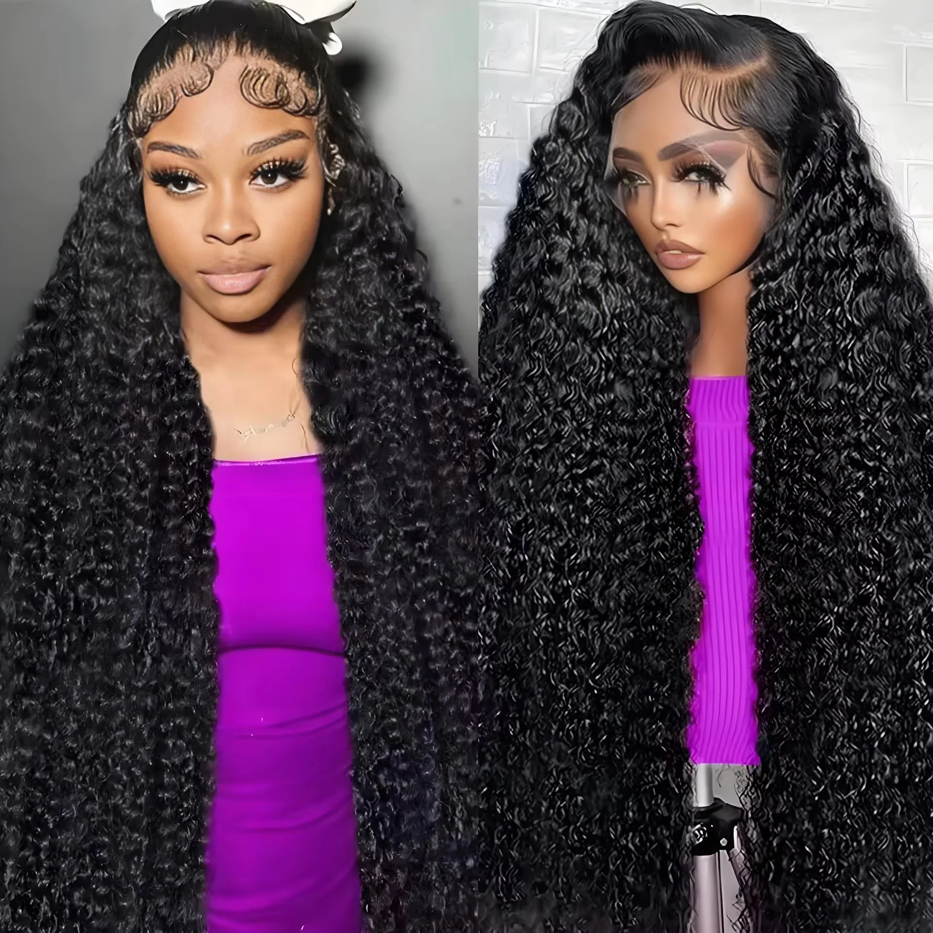 200% Density 13x6 13x4 Deep Wave Hd Lace Frontal Wigs Human Hair 30 40 Inch Wet And Wavy Loose Water Wave Lace Front Wig 360 Curly Lace Frontal Human Hair Lace Wigs For Women Human Hair 100% Human Hair 1