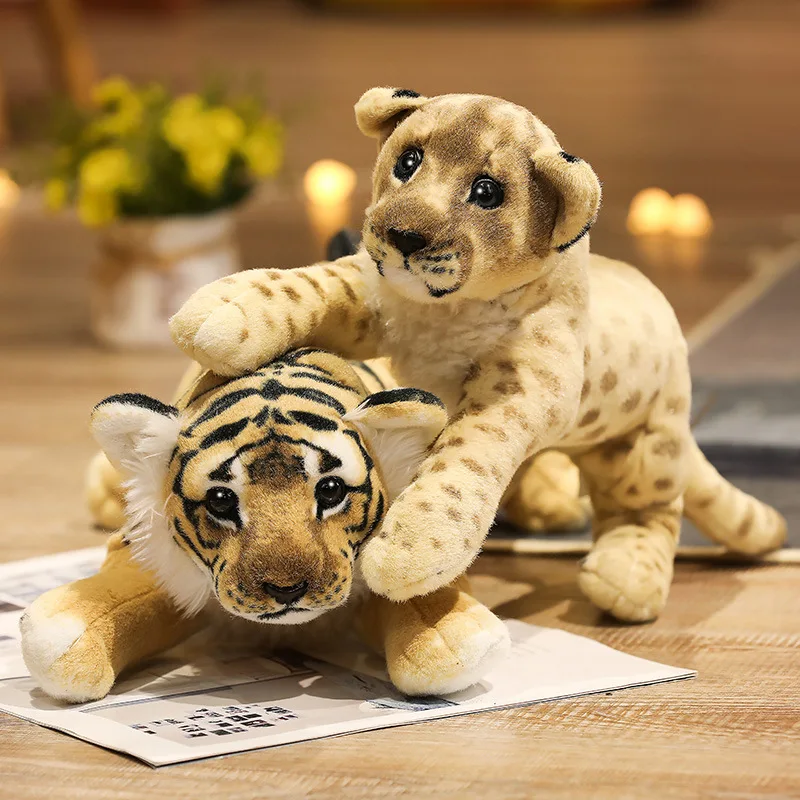 Soft Plush Lion Tiger Leopard Toys Cute Stuffed Animals