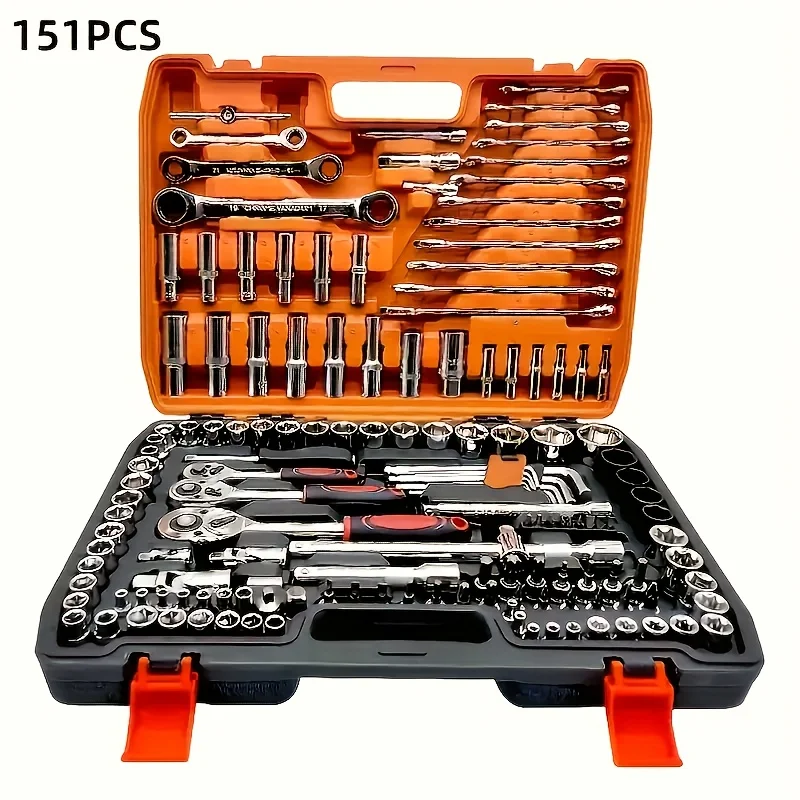 151/46-Piece Premium Automotive Tool Kit or a wet wipe | Ratchet Torque Wrench Ultra-Portable for Auto/Bike/Motorcycle Repair