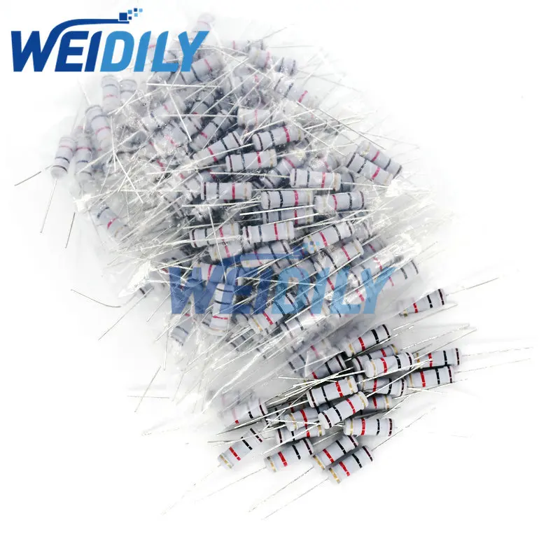 150PCS Carbon Film Resistor Kit 2W 0.1R ohm-750R ohm 30Kinds Each 5 pcs 2w 0.1ohm-750ohm Color Ring Resistance Set